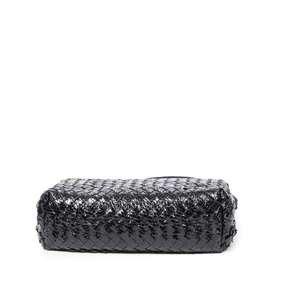Bottega Veneta Top Handle Flap Bag   in Black Snakeskin Intrecciato Leather - Picture 6 of 7